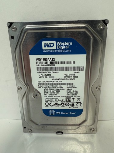 LENOVO 40Y9035 45J8274 160GB 3.5 SATA HARD DRIVE WESTERN DIGITAL WD1600AAJS - Picture 1 of 5