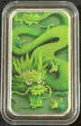 2022 1 Oz .9999 Silver Australia Perth Mint Lunar Dragon Mean Green Dragon Bar!