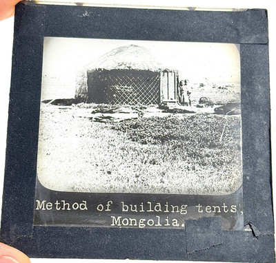 Antike Glas Zauber Laterne Dia Foto Mongolei Jurte Nomade Zeltbau