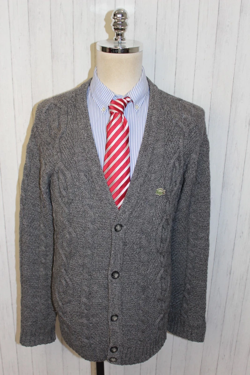 Cárdigan suéter acrílico tejido con botones vintage de lana para hombre Lacoste talla M