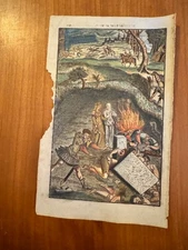 Anonymous - Original Colorful Engraving from the Orlando Furioso, Canto XII, 1570
