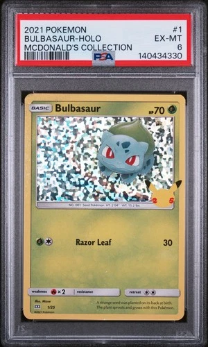 2021 POKEMON MCDONALD'S COLLECTION #1 BULBASAUR-HOLO PSA 6