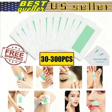Facial & Body Waxing Kit 30 Strips + 8 Calming Wipes Quick Painless Hair Removal