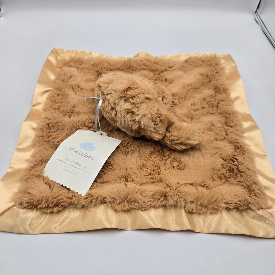 "Manta de seguridad marrón para perro cachorro Lovey Lovie Stuffie Cloud Island suave 14x14""" Foto 4 de 4