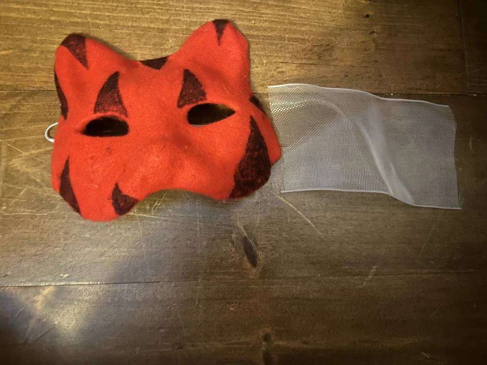 Red & Black Therian Cat Mask *Handmade* W/Eye Mesh - Image 2 of 3