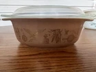 Vintage Pyrex 043 Early American Casserole & Lid  1.5 Quart Oval Brown Gold USA