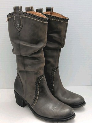 Pikolinos Women's Brown Leather Moto Mid Calf Slouchy Side Zip Boots EU 36 US 5
