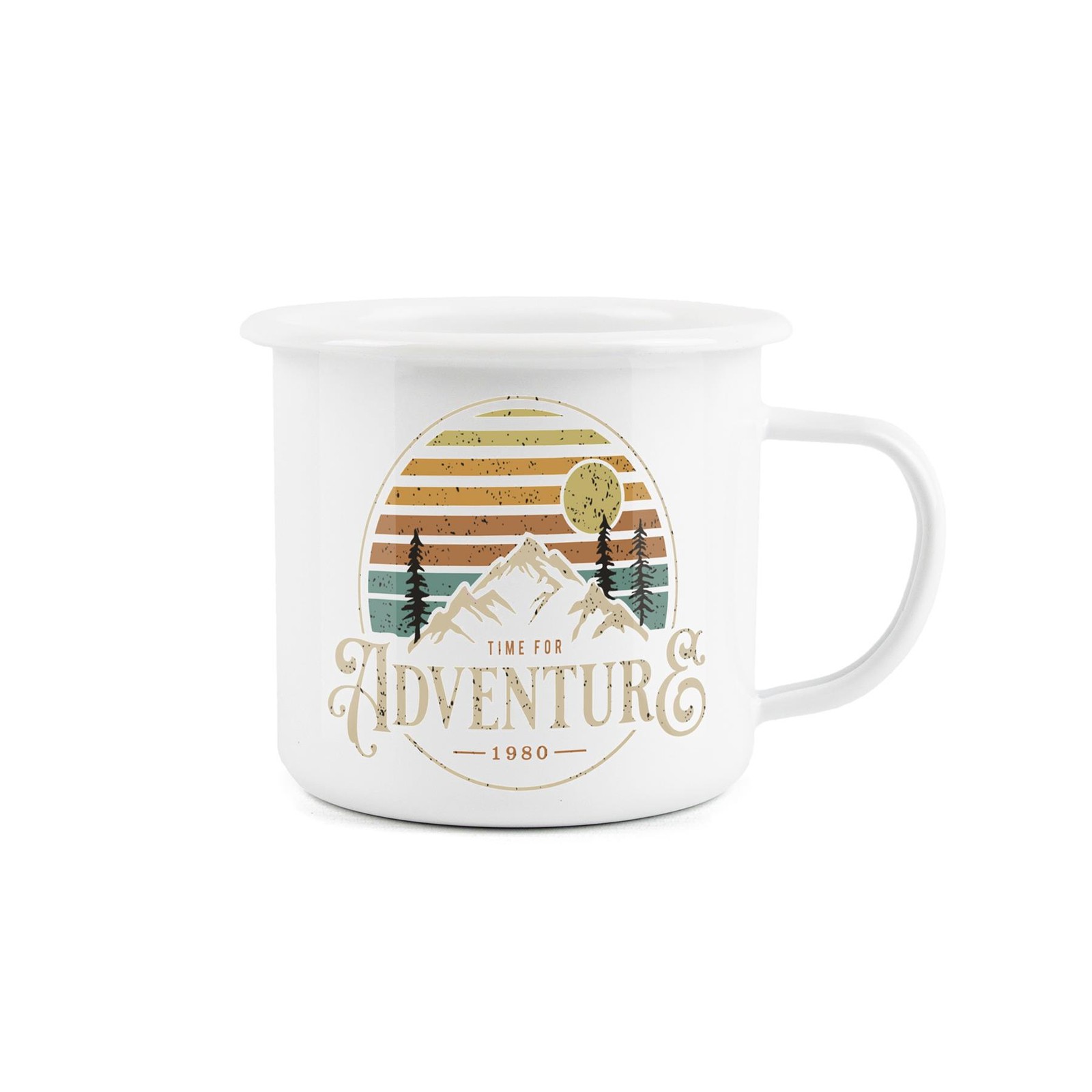 Time For Adventure Enamel Mug - Hiking/Camping Vintage Tea/Coffee Cup