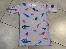 Hanna Andersson Girls Purple Dinosaur Pajama T Shirt Top Short Sleeve 140/US 10