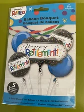 Happy Retirement! 5 Mylar Foil Balloon Bouquet Anagram Made In USA 