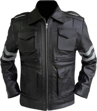Leon Kennedy Resident Evil 6 Men's Black Cafe Racer Style Genuine Leather Jacket