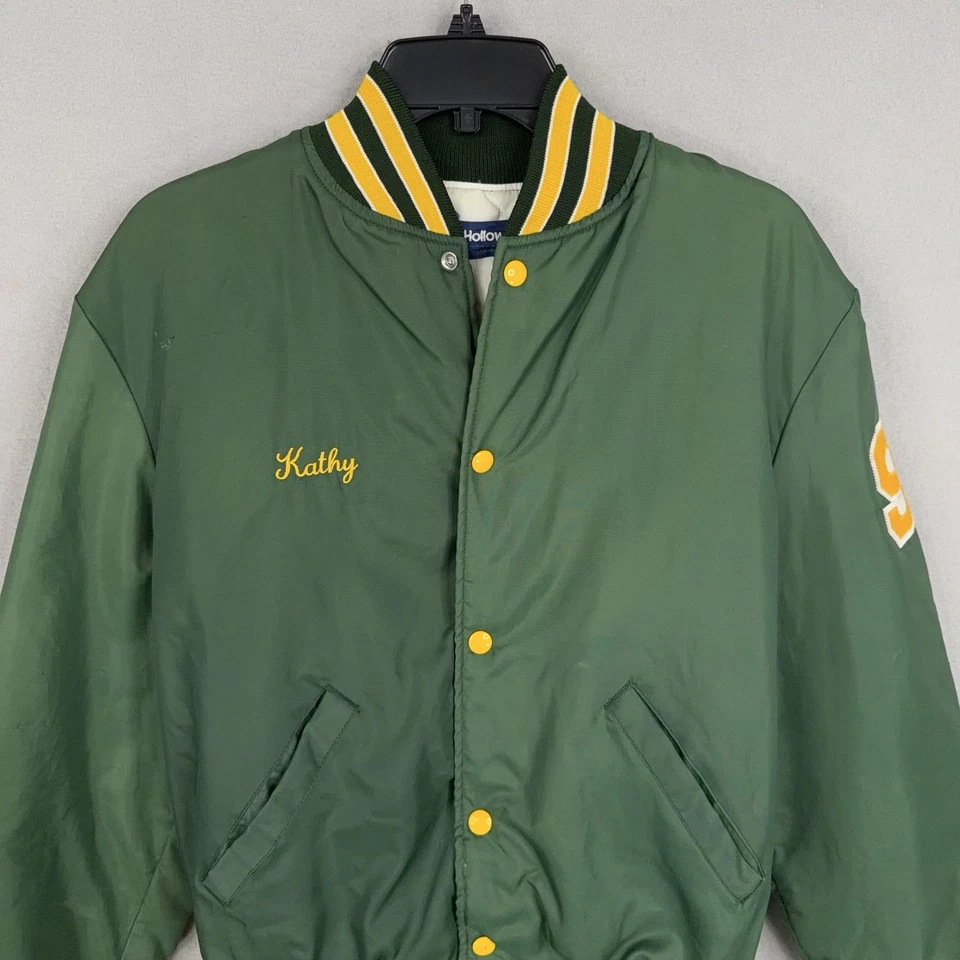 Vintage Chain Stitch Jacket Womens Medium Green Varsity Cheerleader Heritage 90s - Image 3 of 4