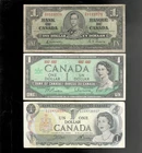 Canada, 1937-736 3 Different $1 Dollar Banknotes, VF-EF!