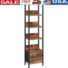 Space Saving Bookshelf W/ Drawer Storage Organizer Home Office Living Room New