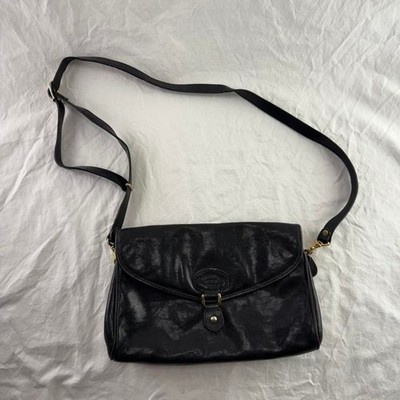Oroton Black Handcrafted Cowhide Leather Crossbody Handbag Western Coastal