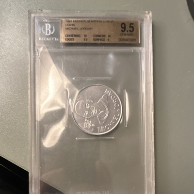 #ad #ad Kenner Starting Lineup 1991 Michael Jordan Coin Chicago Bulls Beckett 9.5 Metal $400.00