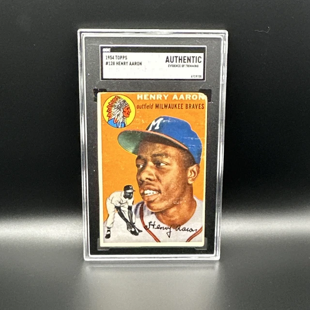 Topps 1954 Hank Aaron #128 Milwaukee Braves SGC Authentic Rookie Baseballkarte