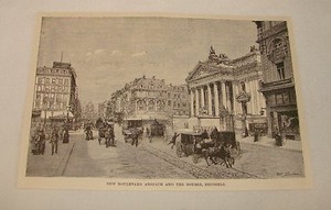 1887 magazine engraving ~ NEW BOULEVARD ANSPACH, Brussels, Belgium