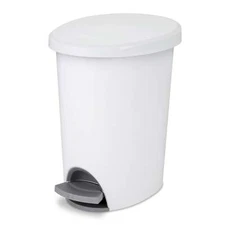 2.6 Gallon Trash Can, Ultra Step On Bathroom Trash Can, White