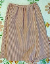 Vintage Sears Seersucker Skirt Red Stripe Elastic Waist
