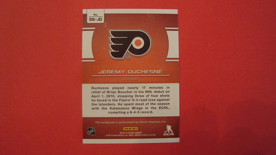 2013 14 Panini Score SS-JD Jeremy Duchesne autograph autograph - Image 2 of 4
