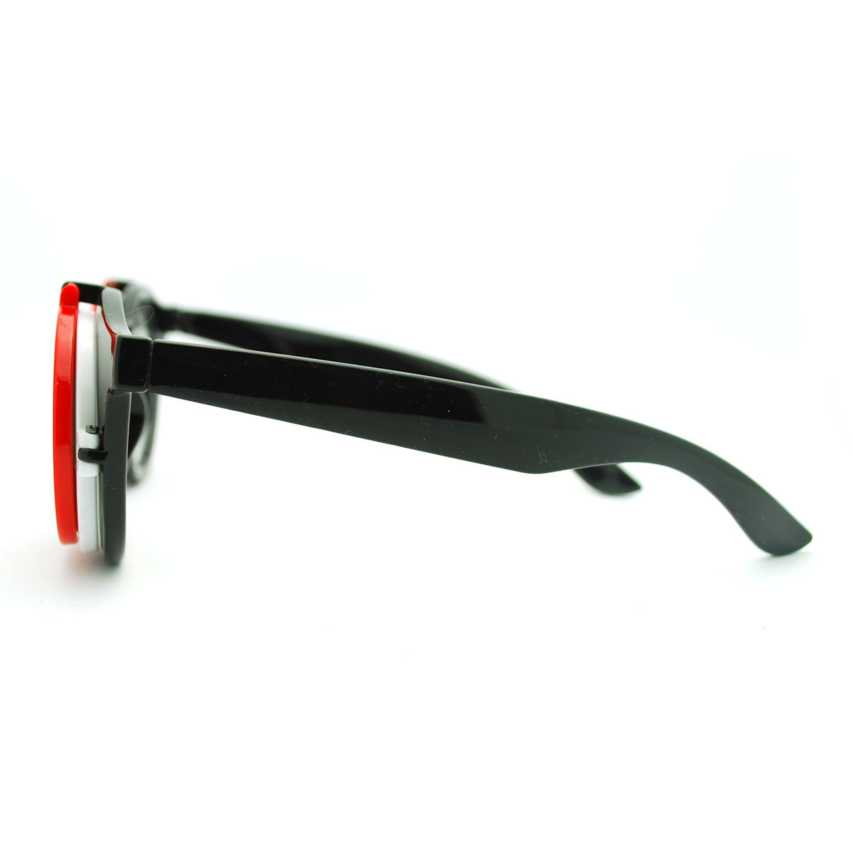 Flip-Up Sunglasses With Clear Frame & 3-Layer Mirrored Lens - Round Steampunk Style