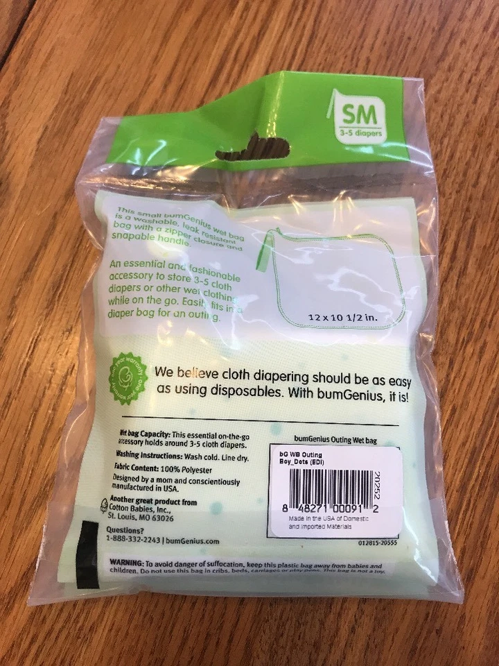 bumGenius Cloth Diaper Wet Bag SM 3-5 Diapers-Brand New-Ships N 24h - Image 2 of 3