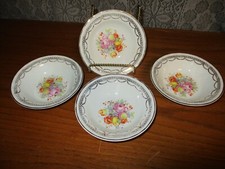 Set of 4 Heritage Ware Berry Bowls - 22kt Gold - Floral Design - USA