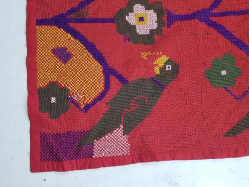 Panneau textile rouge vintage acheter traditionnel guatémaltèque tissé main 226x153cms