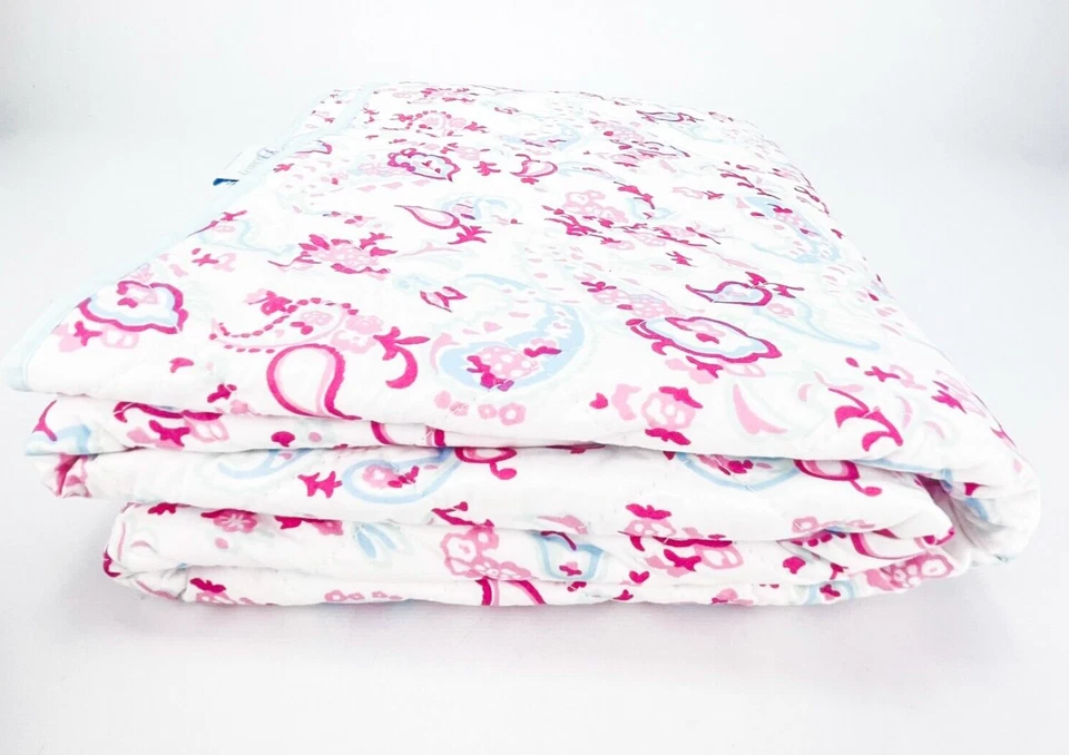 Manta de bebé Simply Shabby Chic pequeña cachemira edredón 36"x45" algodón rosa blanco Foto 4 de 4