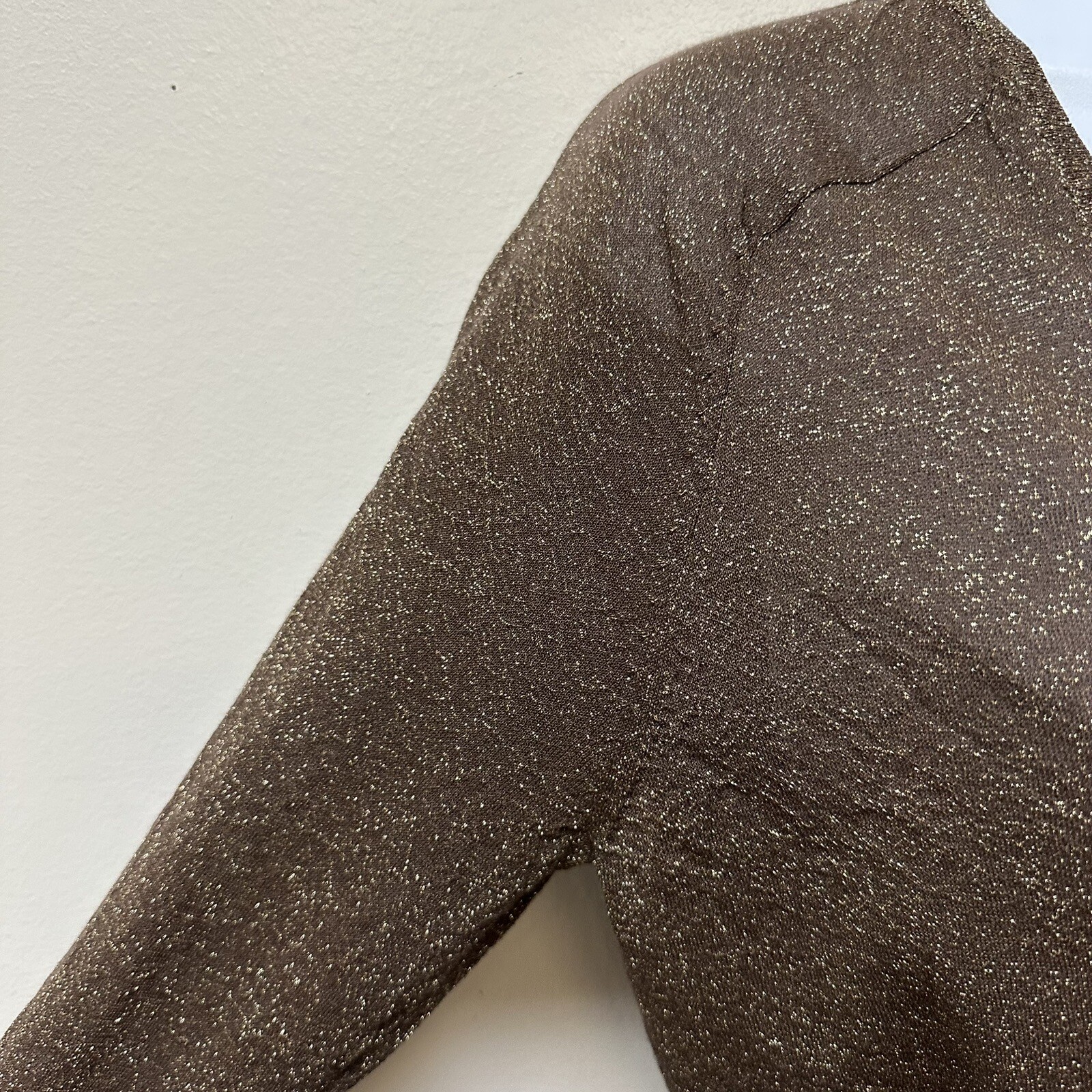 Vintage Tory Burch Women’s S Brown Gold Metallic Cardigan Sweater Logo Buttons thumbnail 4