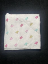 Luvable Friends Baby Blanket Birds Pink Blue White Flannel Receiving Lovey 28x28