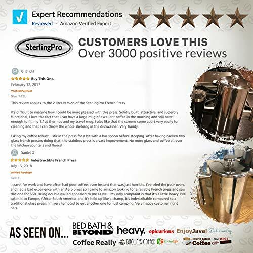 SterlingPro French Press Coffee Maker (1L)-Double Walled Large Coffee Press with
