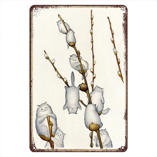 Pussywillow Kitties Retro Metal Tin Signs - Pussywillow Cats Vintage Tin Sign Fu - Picture 12 of 12