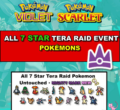 ALLE 7 STERNE TERA RAID Pokémon in Pokémon Scharlachrot/Violett + mächtigste Marke MEW!