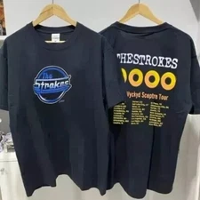 The Strokes Band Shirt, The Strokes Tour 2002 Black Unisex Tshirt Reprint