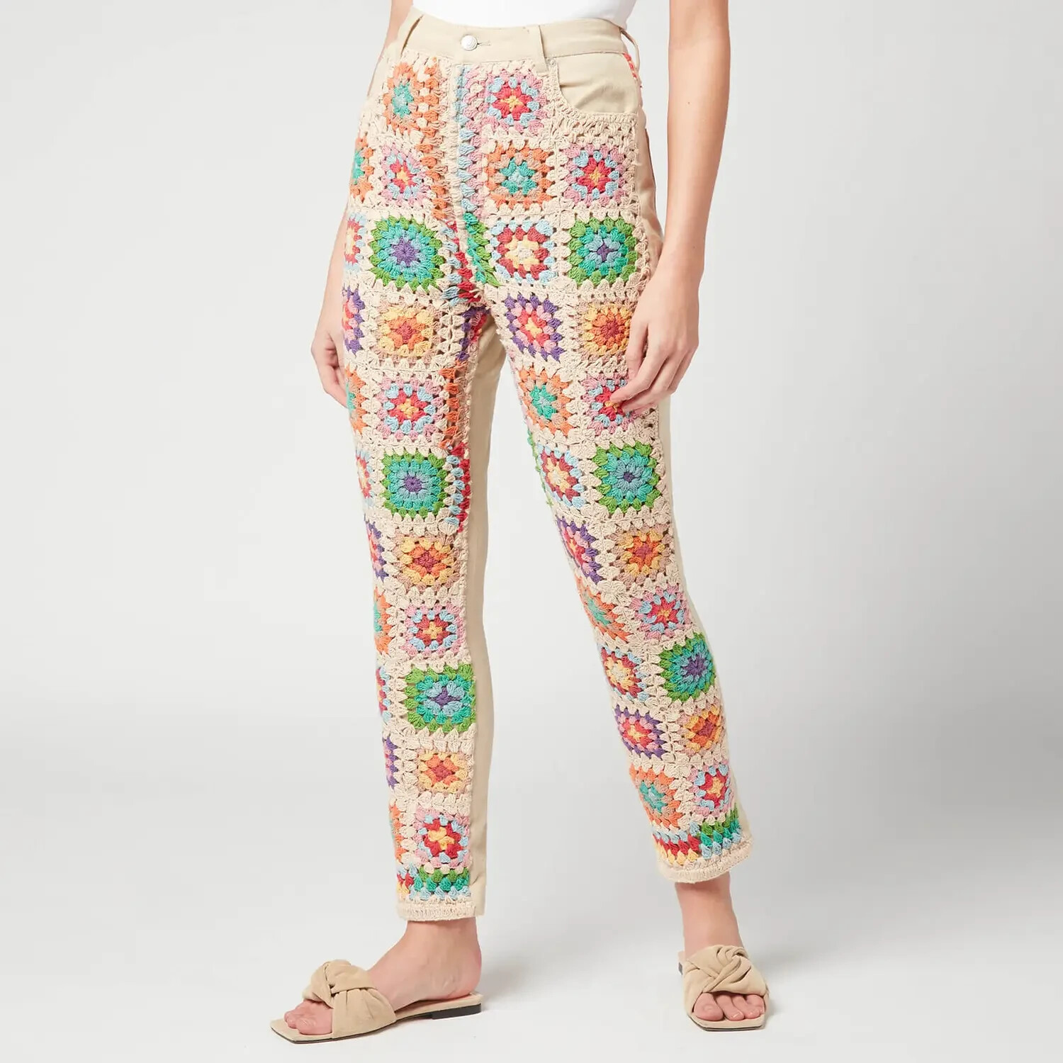 Free People crochet Zuri mom jeans denim Sedona Sunset W27 RRP$300