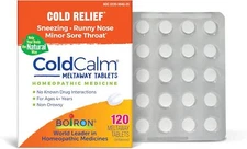 Boiron ColdCalm Cold Relief Homeopathic Medicine Meltaway Unflavored 120 Count