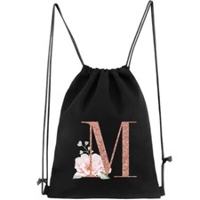 Rose letters Drawstring Backpack Swimming Gym Bag Sport Shopping Shoulder Bags