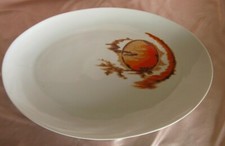 Piatto Di Servizio Ovale Porcellana Limoges Tharaud Decoro Arancione Sahara