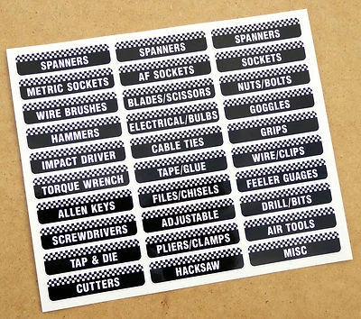 Boite à Outils Coffre Tiroir Étiquette Autocollants Identification Votre Atelier - Photo 1/4