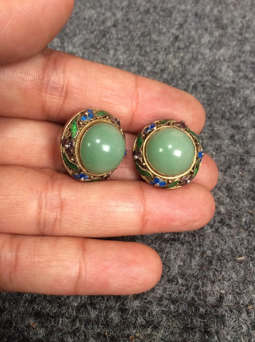 Jade clip on earrings clearance