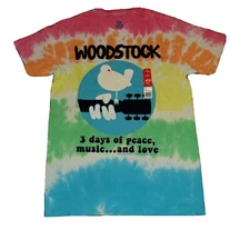 NEW Size SMALL Liquid Blue Tie Dye T-Shirt Woodstock Music Festival Tee 60s 70s