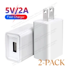 2Pack 5V 2A USB Port Jack Wall Charger 5 Volt v 2 Amp AC to DC Power Adapter Lot