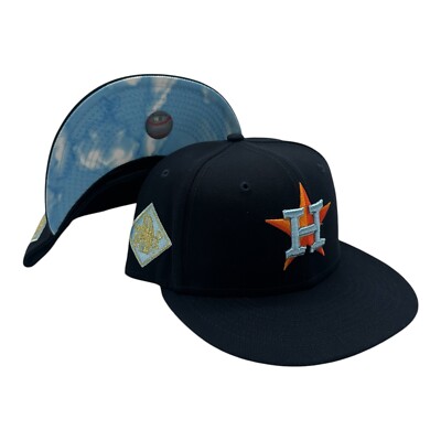 New Era 59Fifty Houston Astros Hat Cap 7 1/2 Navy Cloud Under 2017 World Series