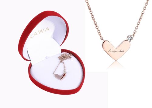 Mini Herzanhänger Halskette Rose-Gold Damen ICH LIEBE DICH Valentinstag Geschenk - Afbeelding 1 van 6