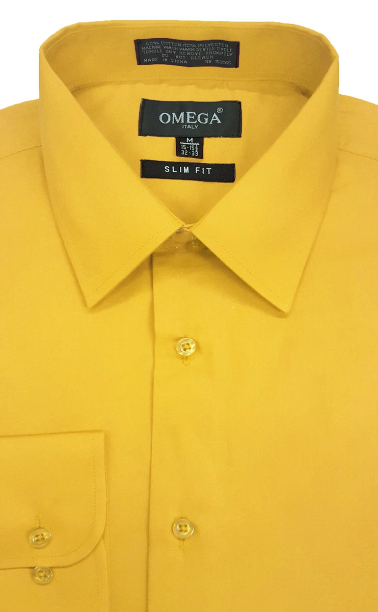 Yellow Slim Short Sleeve Dress Shirts for Men for sale | eBay