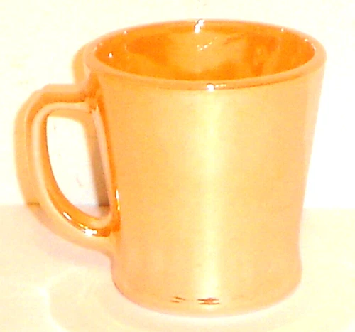 Vintage Anchor Hocking Fire-King Oven-Proof D-Handle Peach Lustre Coffee Mug USA