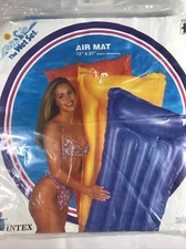 2 Vintage INTEX The Wet Set Inflatable Pool Air Mat Float 72x27 New Yellow Blue