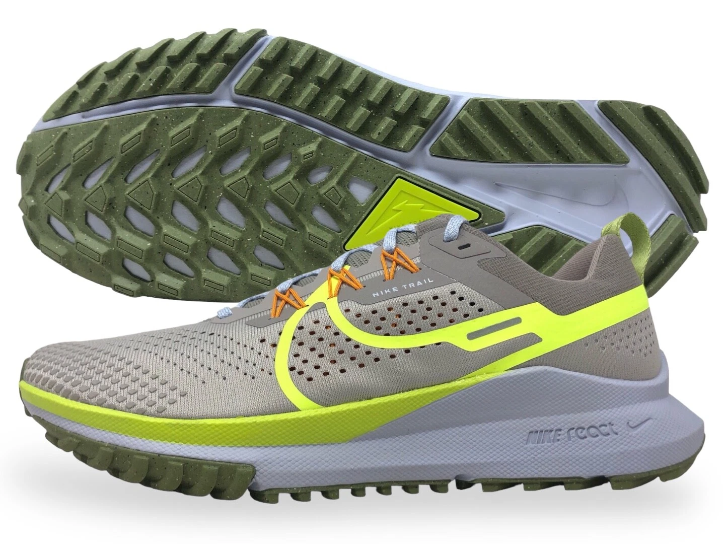 Nike React Pegasus Trail 4 Grey/Volt-Orange Mens Trail Running Shoe DJ6158 002